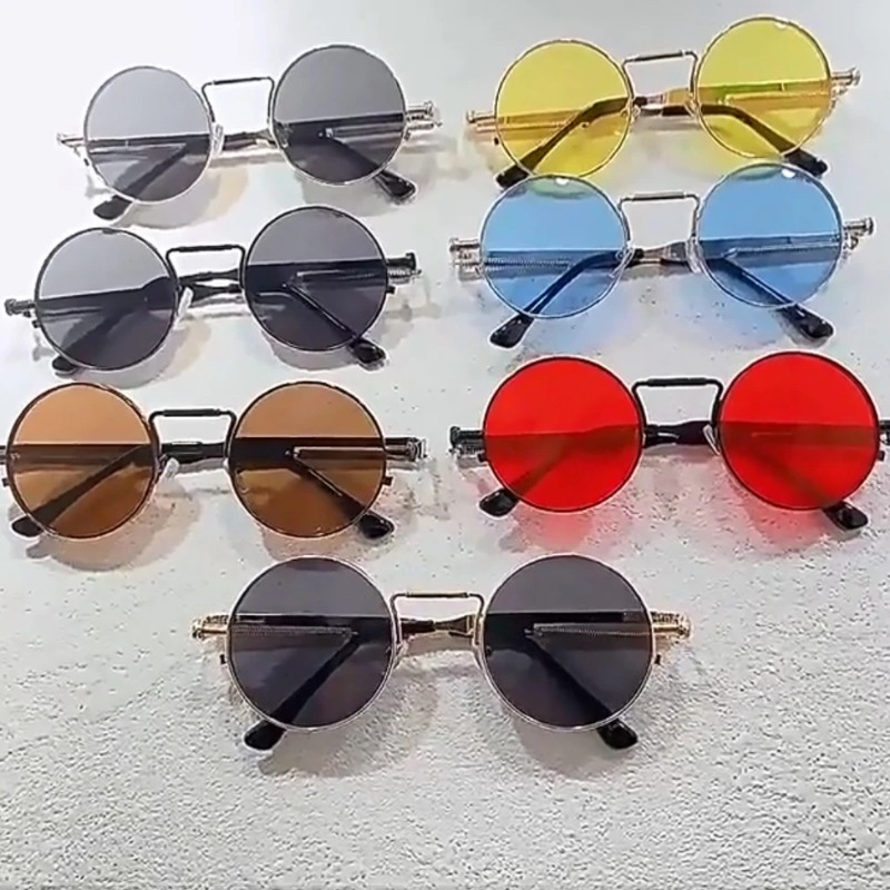Metal Photo Panel - Vintage Metal Frame Round Sunglasses Women