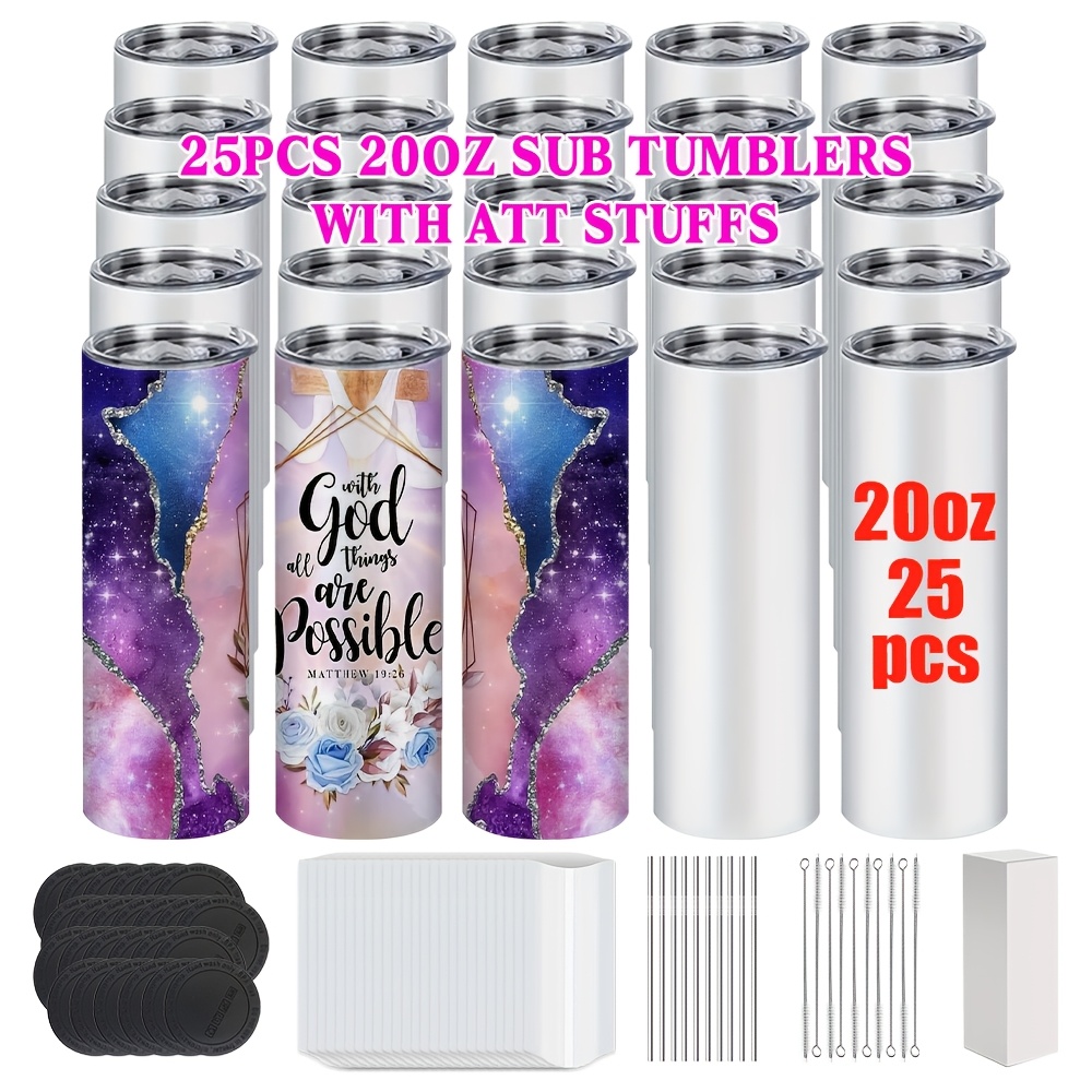 50/25/10 Pack Sublimation Tumb - Tumbler 20Oz White 评论和价格