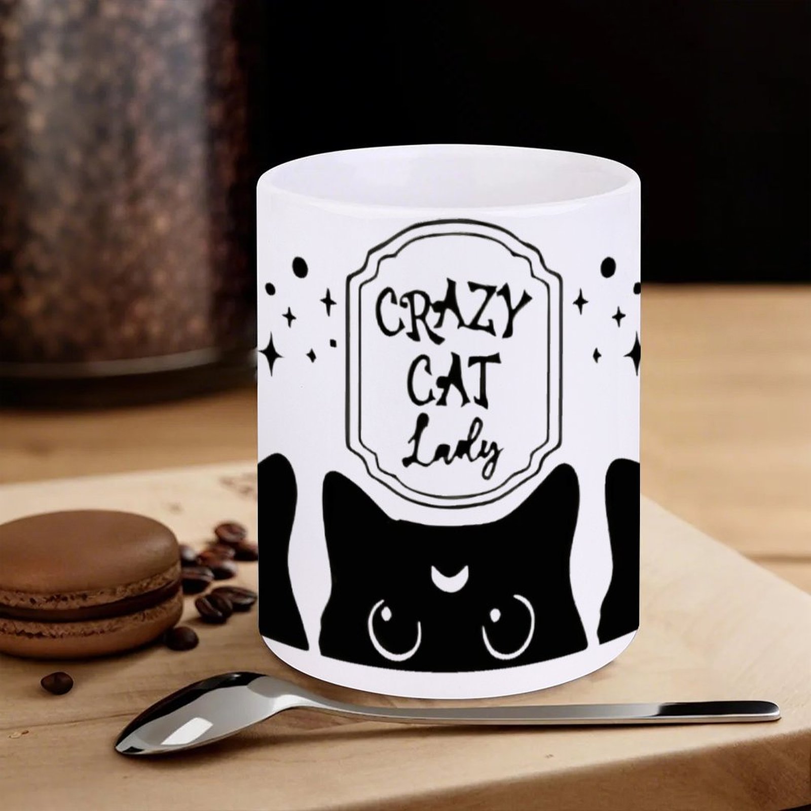 Three Black Cats With Crescent - Sublimation Mug White 评论和价格