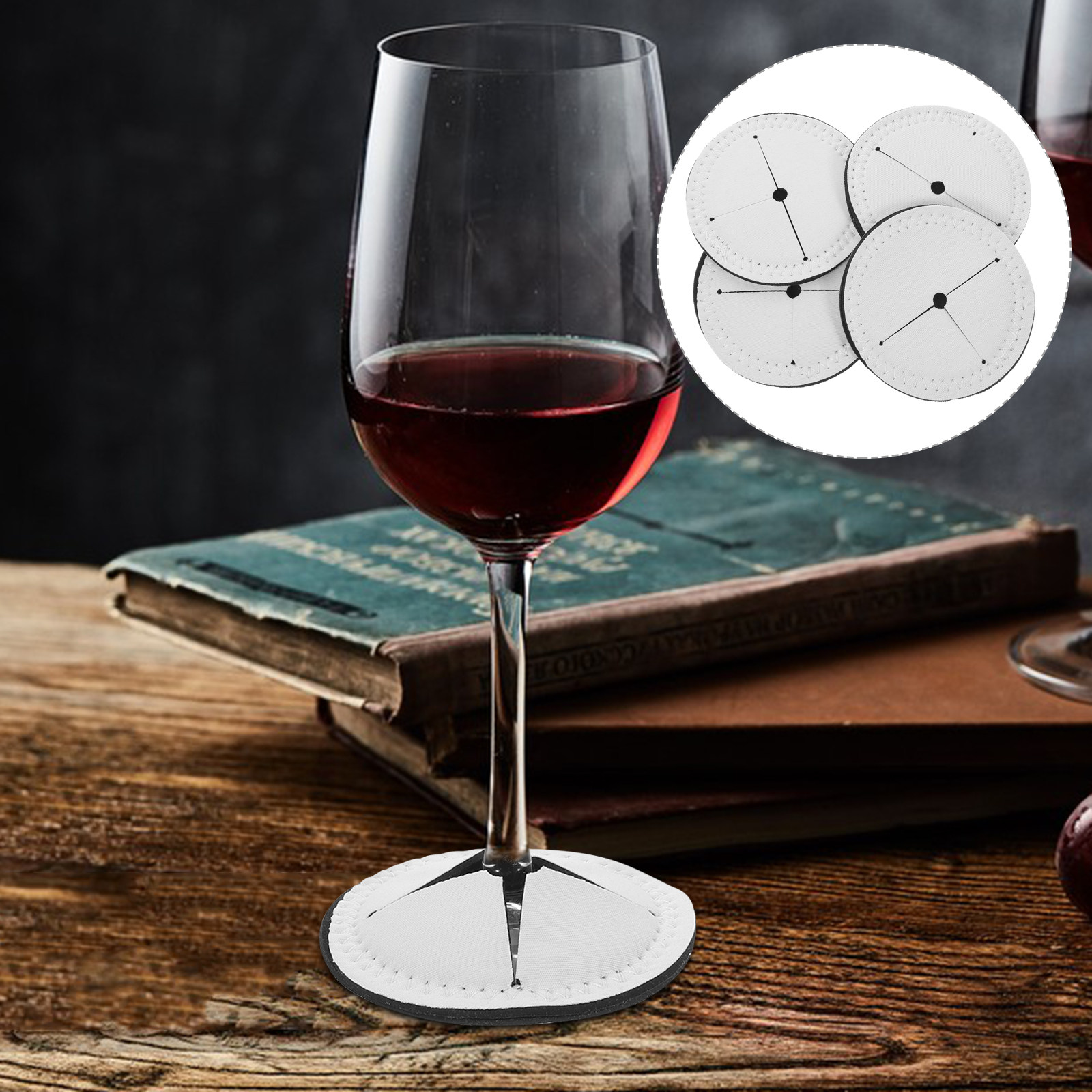 4Pcs Red Wine Cup Coasters Hea - Coaster Sublimation Blank 评论和价格