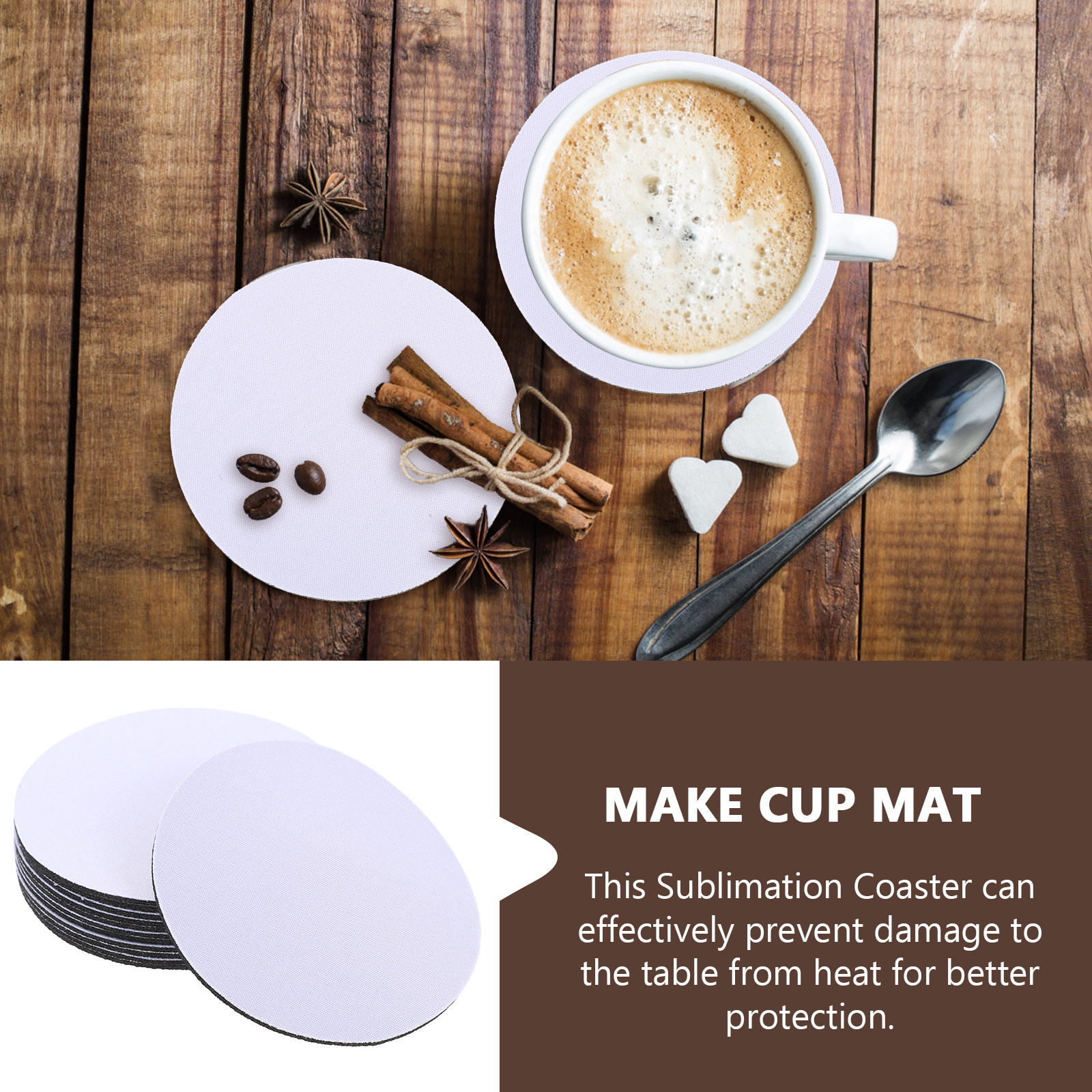 10Pcs Sublimation Heat Transfe - Coaster Sublimation Blank 评论和价格