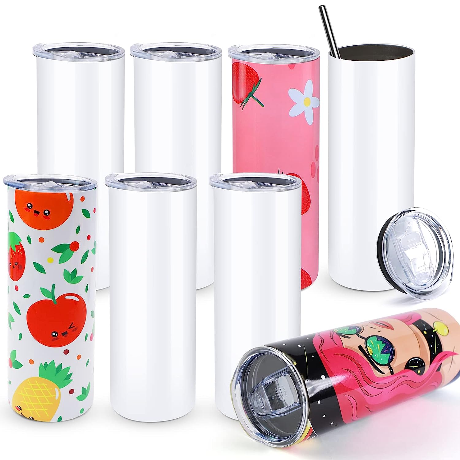 HTVRONT 8pcs Stainless 20 OZ S - Sublimation Mug White 评论和价格