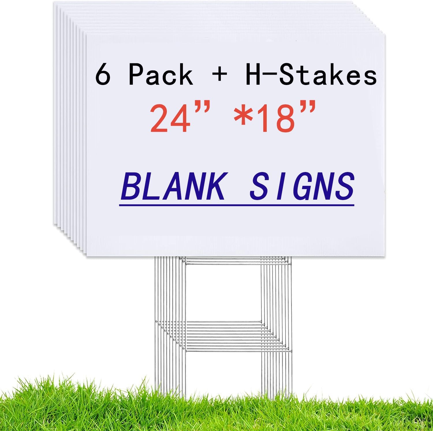 6 Pack 24x18 White Blank Lawn  - Yard Sign Blank 评论和价格