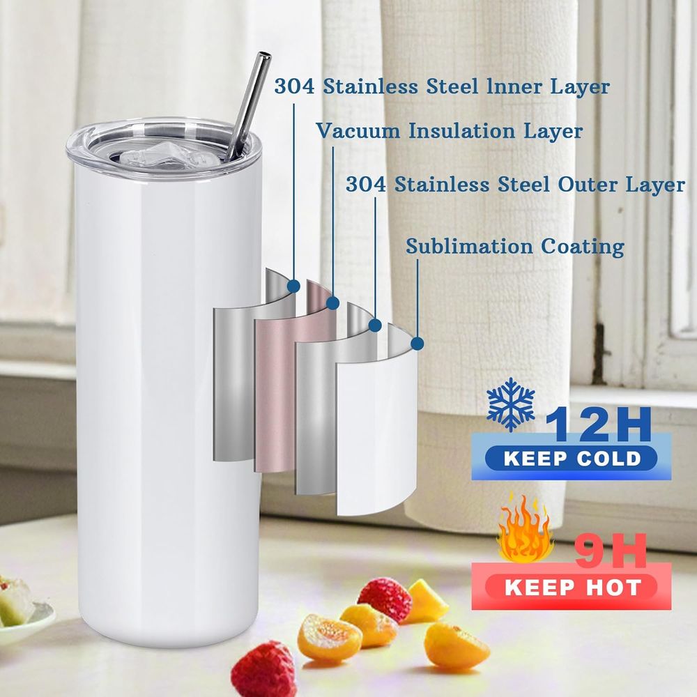 50 Pack 20 OZ Sublimation Tumb - Tumbler 20Oz White 评论和价格