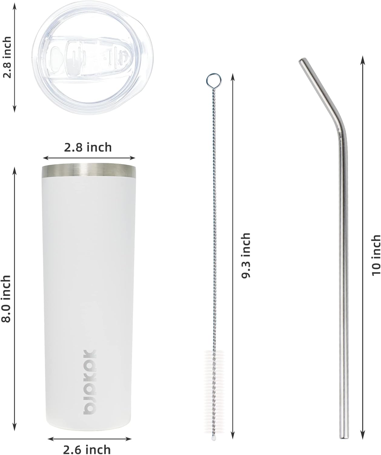 20 oz Skinny Tumbler with Lid, - Tumbler 20Oz White 评论和价格