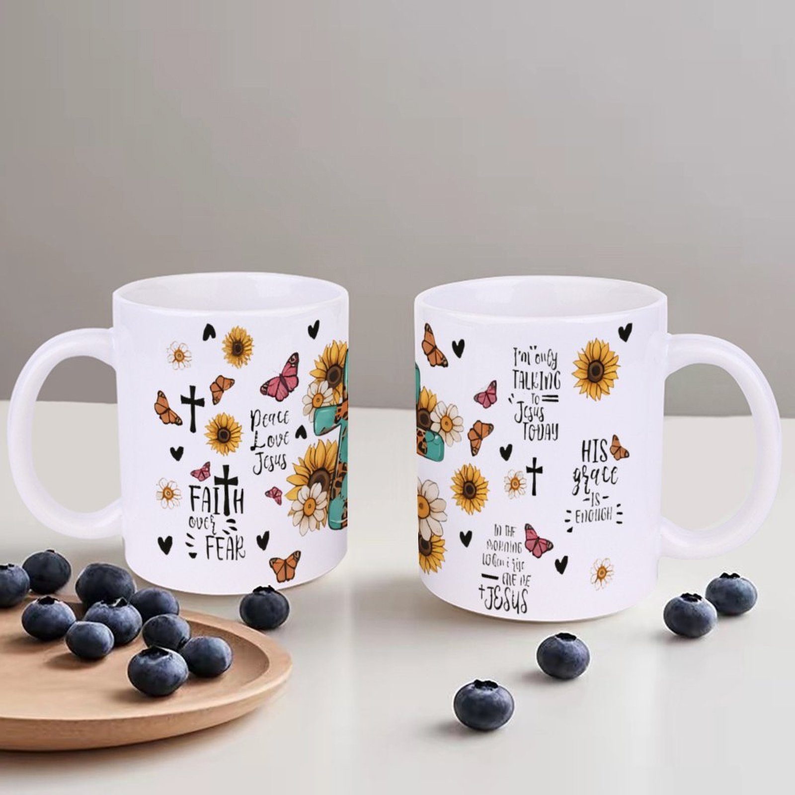 A Cross Surrounded By Sunflowe - Sublimation Mug White 评论和价格